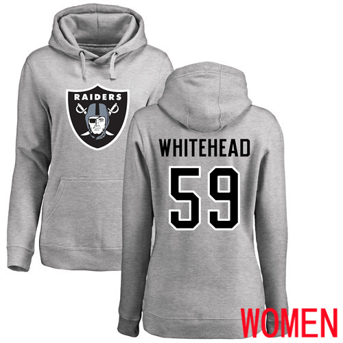 Oakland Raiders Ash Women Tahir Whitehead Name and Number Logo NFL Football #59 Pullover Hoodie Sweatshirts->women nfl jersey->Women Jersey
